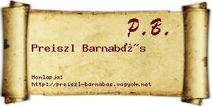 Preiszl Barnabás névjegykártya
